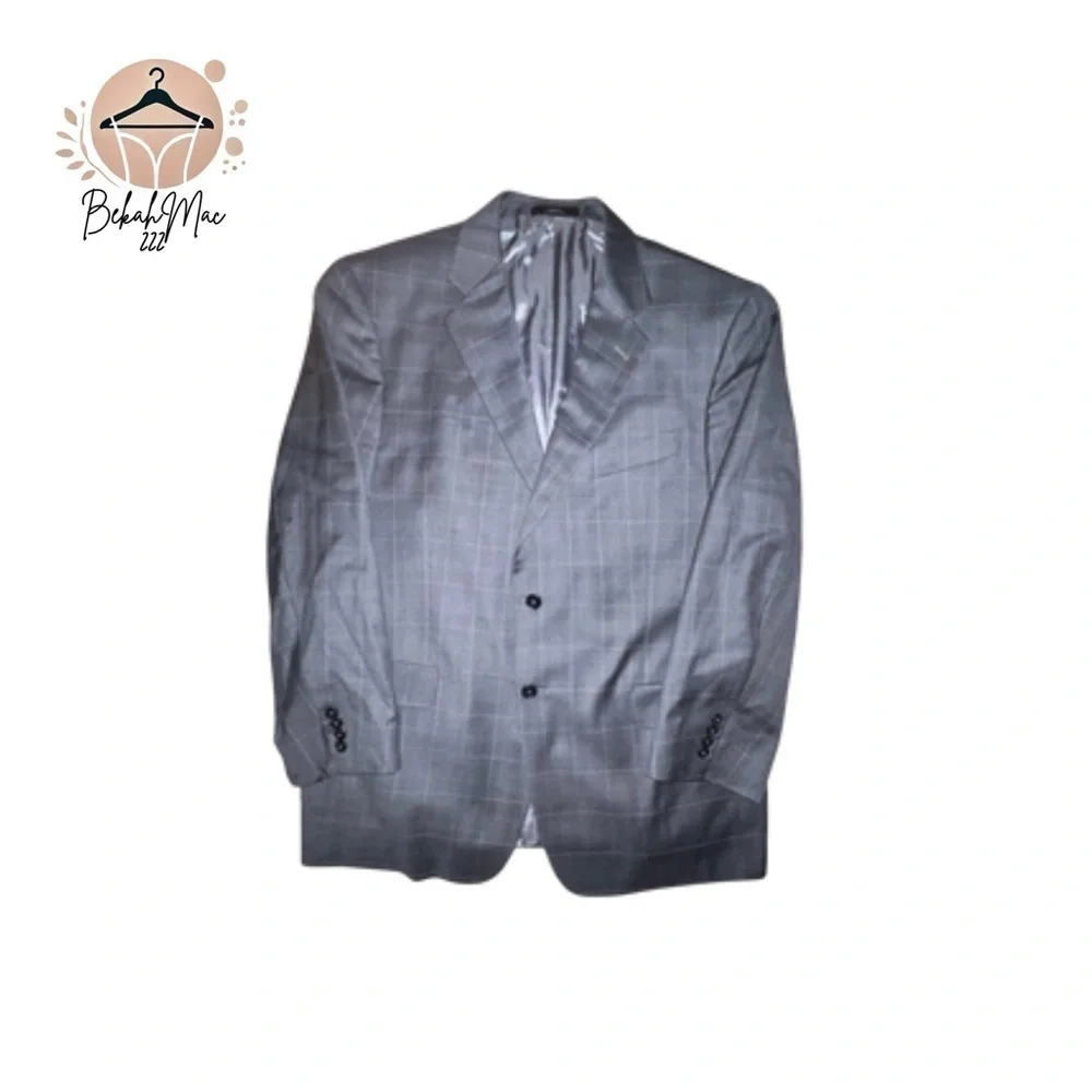 Joseph Abboud Collection Men’s Blazer Size 44R - Grey Windowpane Wool Blend